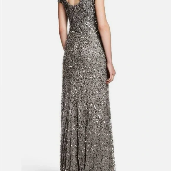 Adrianna Papel cap sleeve sequin dress in pewter - Picture 6 of 12